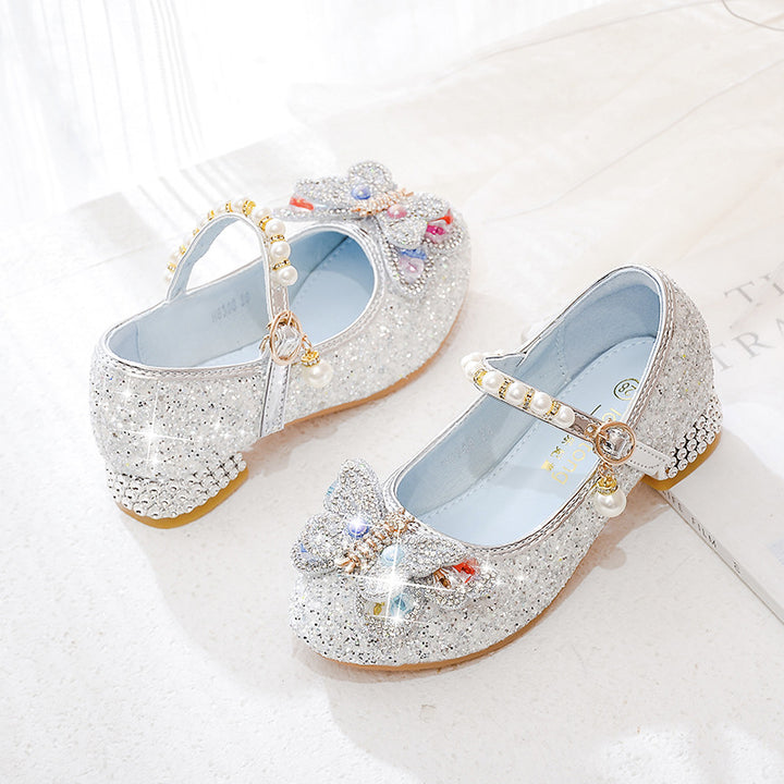 Mädchen Ballerinas mit funkelnden Schmetterlingsapplikationen und Perlenverzierungen Drune