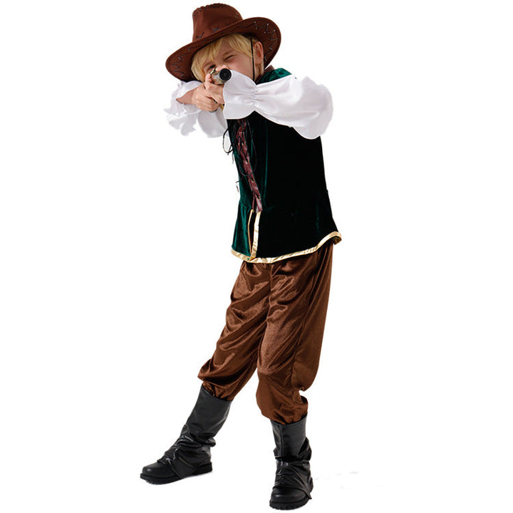 Jungen Wildwest Kostüm mit Hut und Pistole Drune