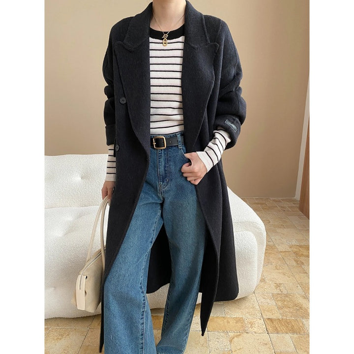Damen eleganter Oversized-Mantel mit doppelter Knopfleiste und praktischen Taschen Drune