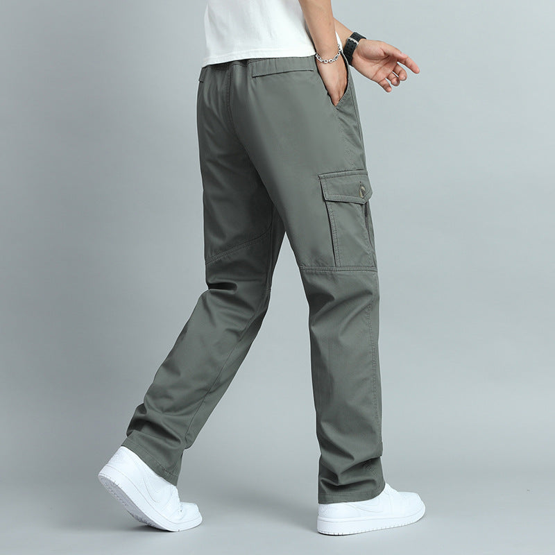Herren Robuste Canvas-Cargohose mit geradem Bein, Knieabnähern & Klappentaschen Drune