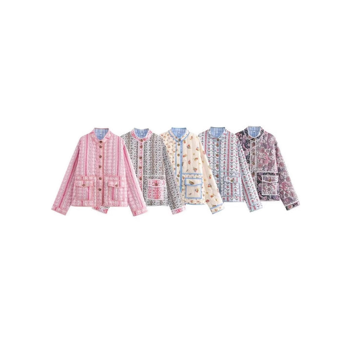 Damen Steppjacke mit floralen Mustern und praktischen Taschen Drune
