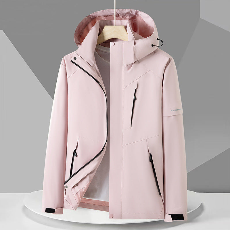 Herren Wasserabweisende Softshell-Outdoorjacke mit Kapuze, mehrere Reißverschlusstaschen und kontrastierenden Paneelen Drune