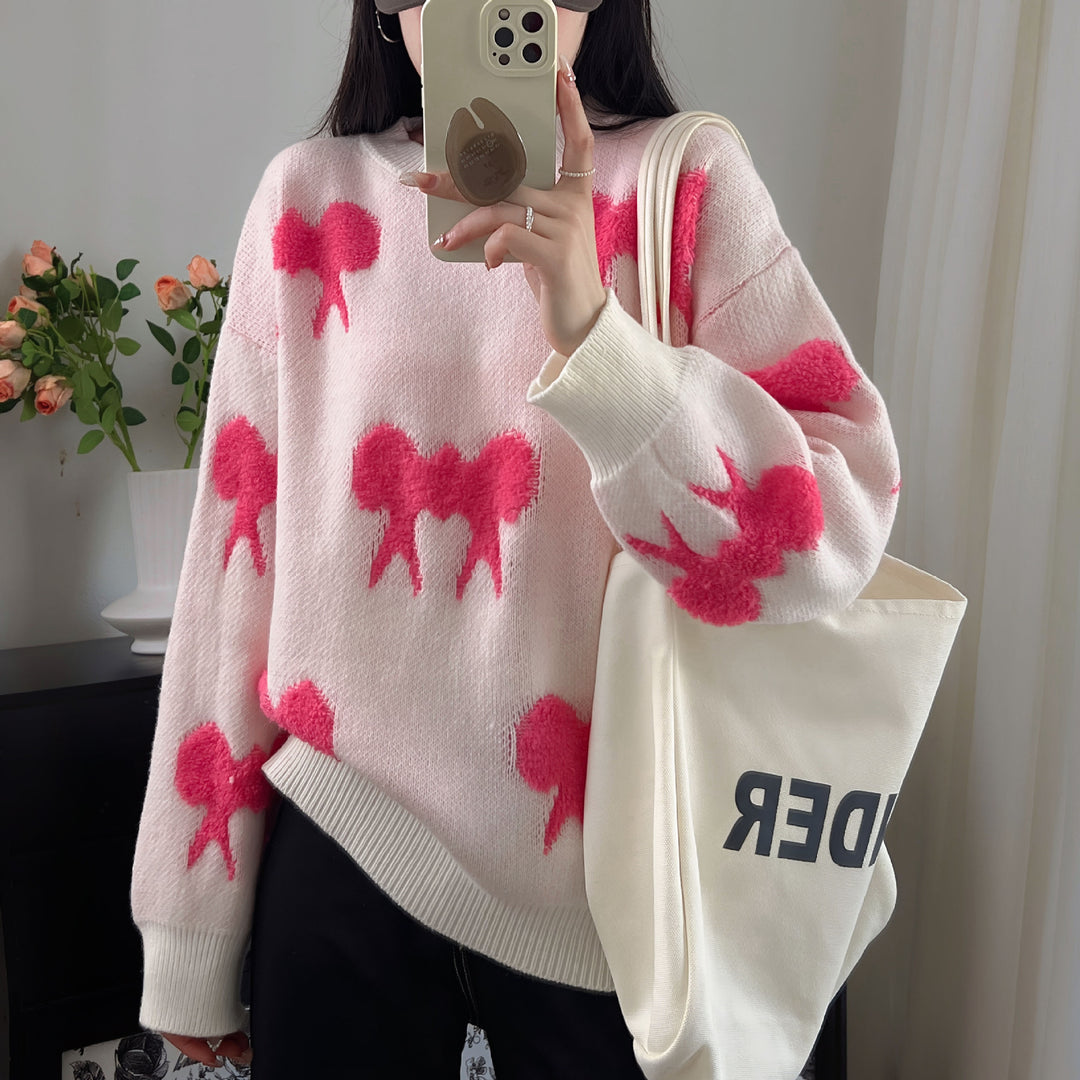 Damen Gemusterter Pullover mit stylischem Tiermotiv und lässigem Schnitt Drune
