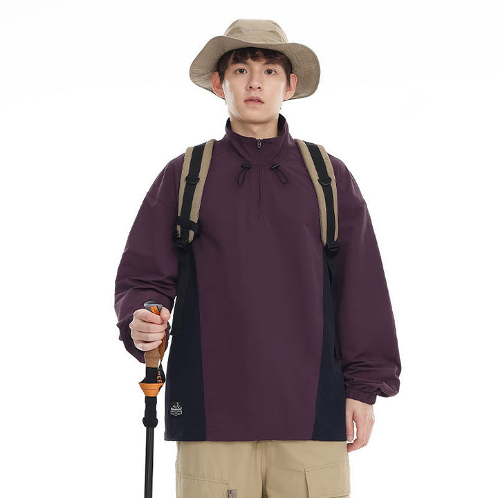 Herren leichter Nylon-Anorak mit Halbreißverschluss, Kordelzugsaum und Raglanärmeln Drune