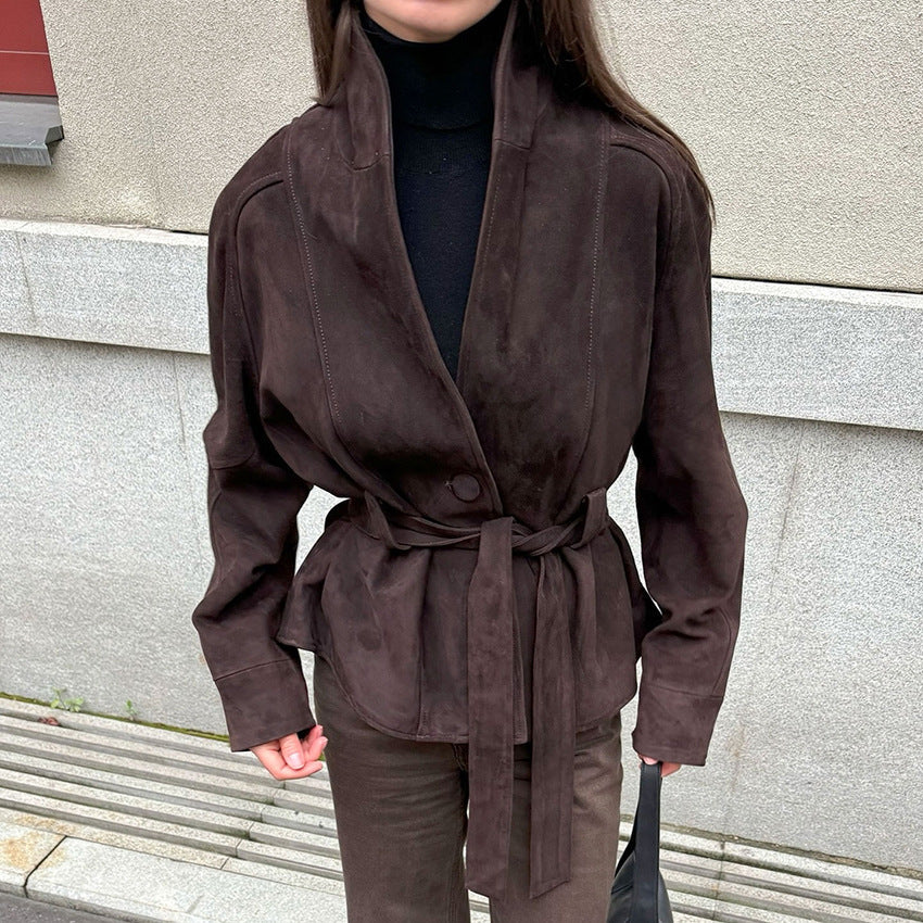 Damen Elegante Wendeblazerjacke aus hochwertigem Wildleder Drune