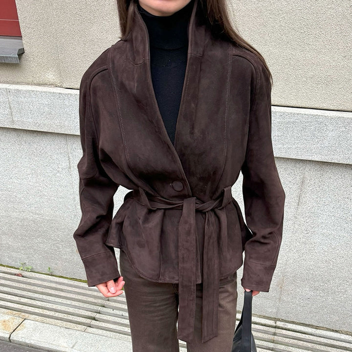 Damen Elegante Wendeblazerjacke aus hochwertigem Wildleder Drune