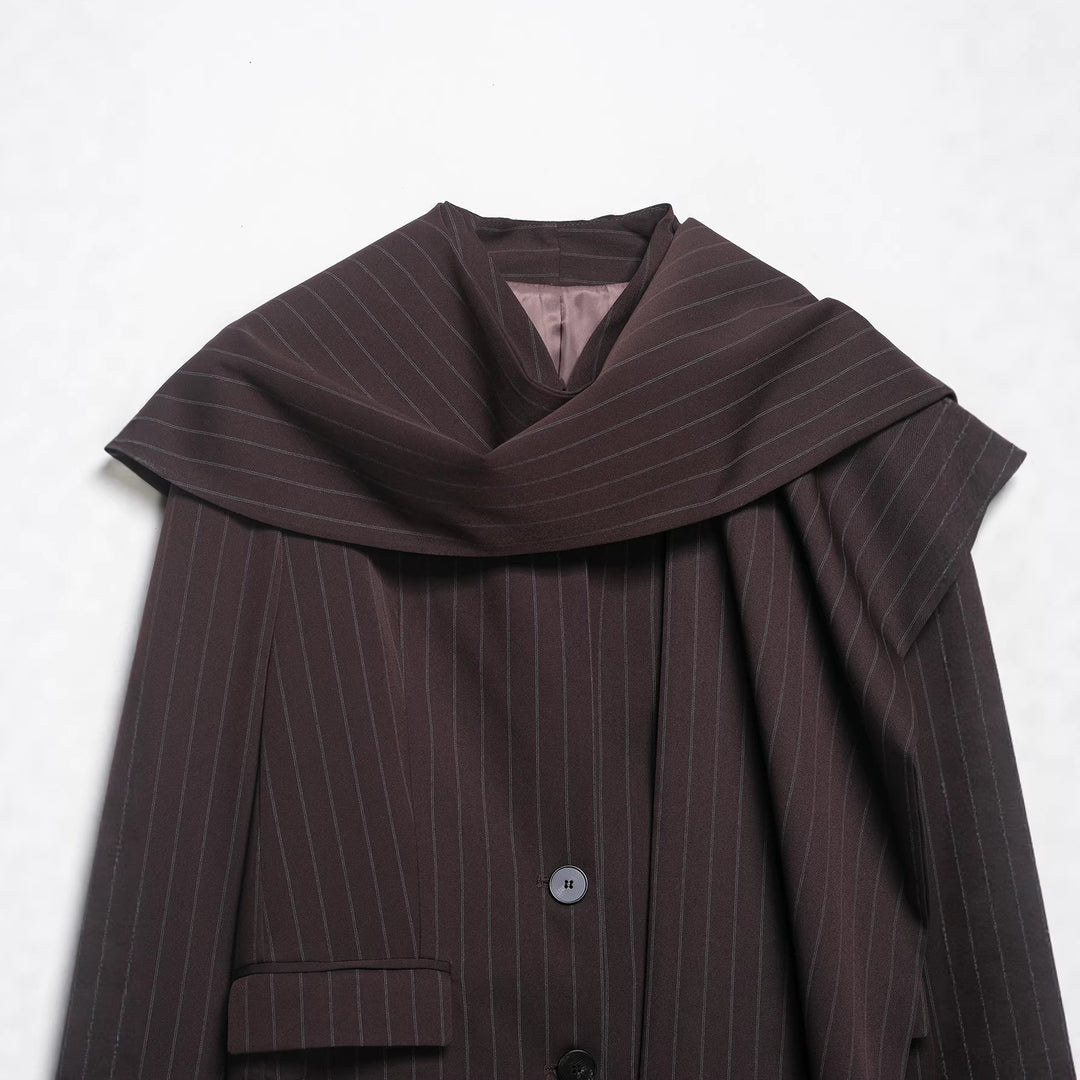Damen Blazer mit übergroßem Schalkragen und langer Bindeschleife Drune
