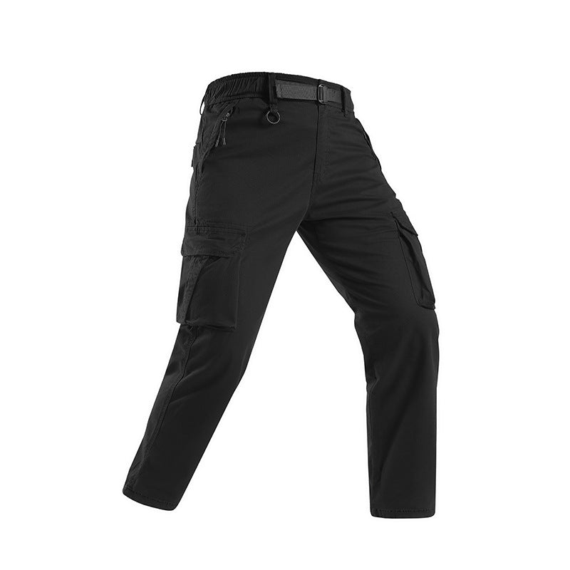 Herren Leichte Stretch-Canvas-Cargohose mit integriertem Webgürtel und Reißverschluss-Taschen Drune