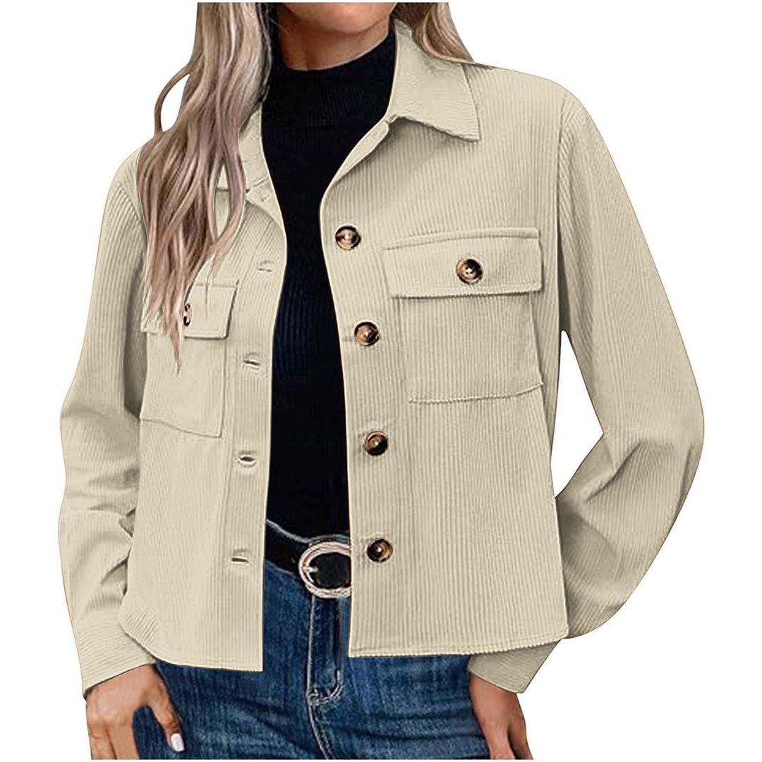 Damen lässige Utility-Jacke mit Knopfverschluss und praktischen Brusttaschen Drune