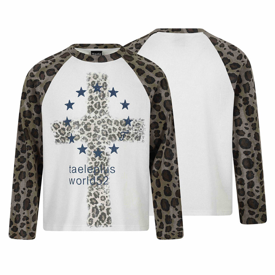 Damen Langarm-Thermo-Shirt mit Raglanärmeln und Leopard-Einsätzen Drune