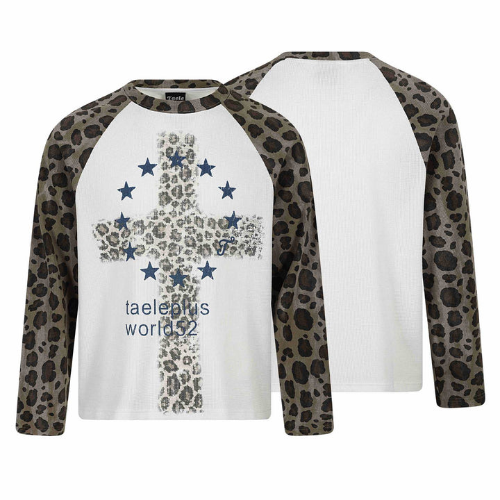 Damen Langarm-Thermo-Shirt mit Raglanärmeln und Leopard-Einsätzen Drune