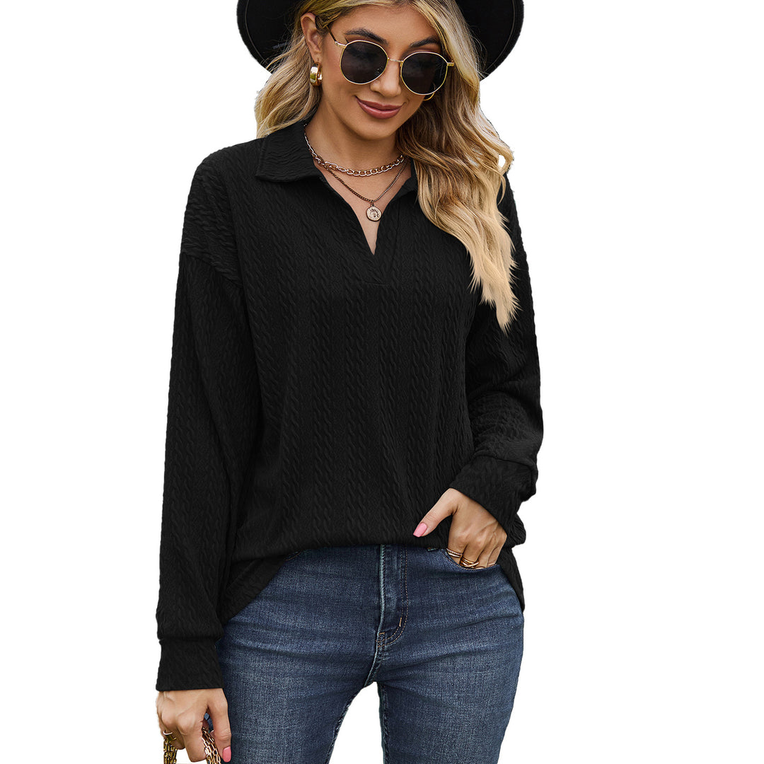 Damen lässiger Pullover mit strukturiertem Kabelmuster Drune