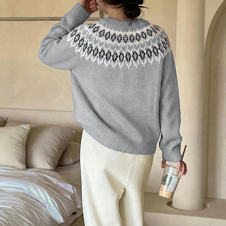 Damen Gemusterter Strickpullover Drune