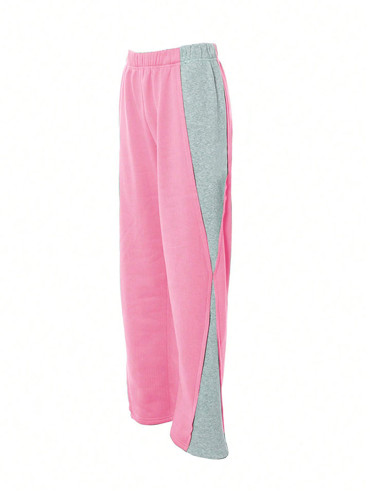 Damen Sportive Jogginghose mit seitlichem Schlitz und Kontrast-Einsatz Drune