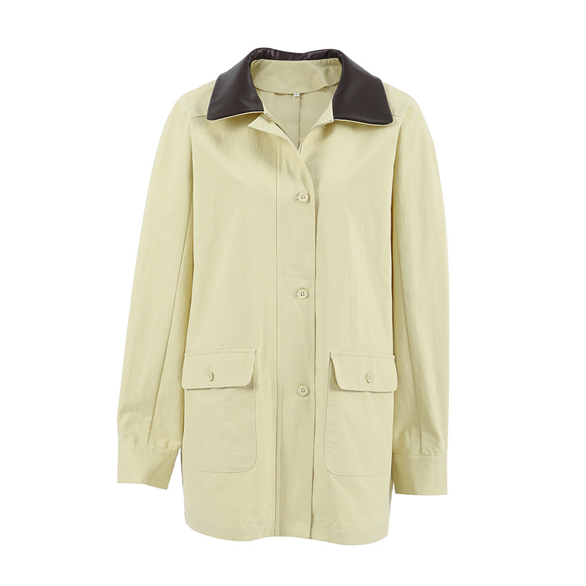 Damen Urbaner Utility-Mantel mit kontrastierendem Kragen und praktischen Taschen Drune