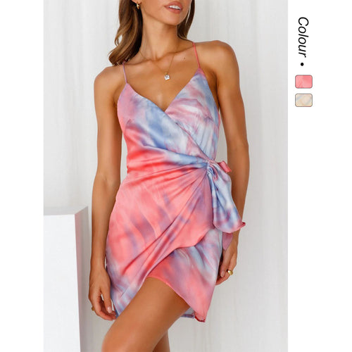 Damen Wickelkleid mit bezauberndem Farbverlauf und trägerlosem Schnitt Drune