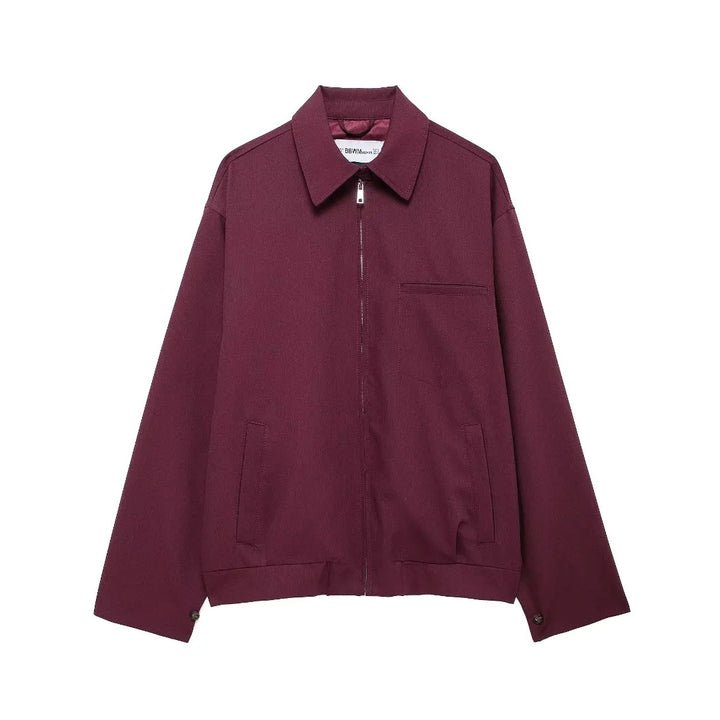 Herren nan minimalistische Harrington-Jacke mit durchgehendem Reißverschluss, Hemdkragen und Brustleistentasche Drune
