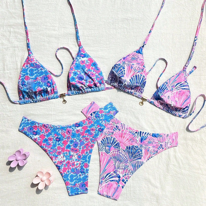 Damen Bikiniset mit trendigen Mustern Drune