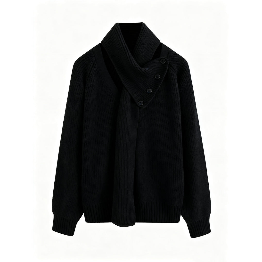 Damen Grobstrickpullover mit asymmetrischem Kragen Drune