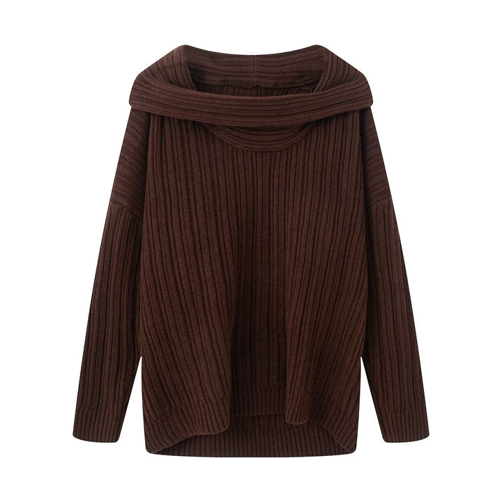Damen lässiger Pullover mit modernem Rollkragen und vertikalem Strukturmuster Drune