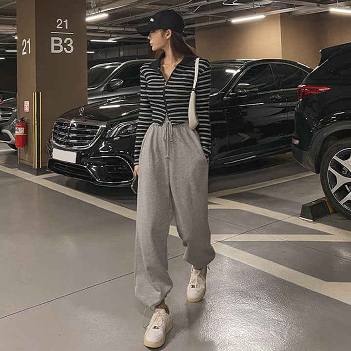 Damen komfortable, weit geschnittene Sweatpants mit elastischem Bund Drune