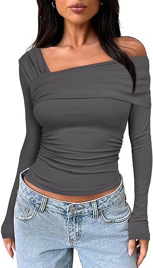 Damen Off-Shoulder Langarmshirt Drune