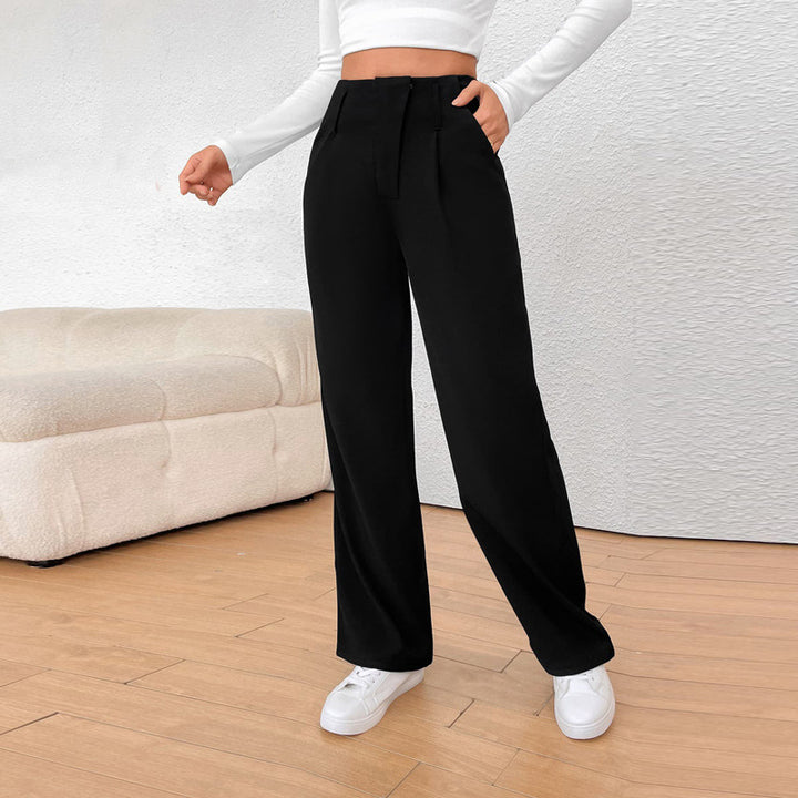 Damen Hochtaillierte weite Stoffhose Drune