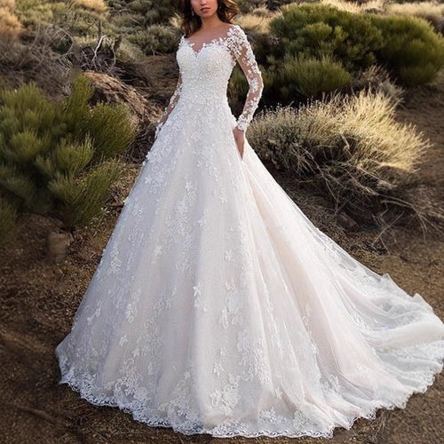 Damen Elegantes Spitzen-Abendkleid mit tiefem V-Ausschnitt und langen Ärmeln Drune
