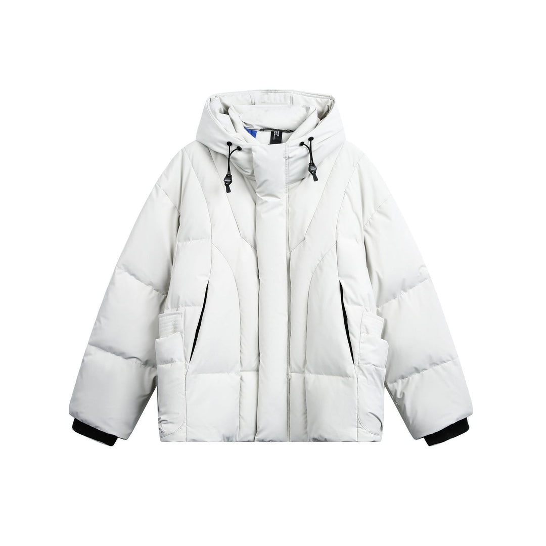 Damen weit geschnittener Steppparka mit hohem Kragen, Kapuze und Cargo-Taschen Drune