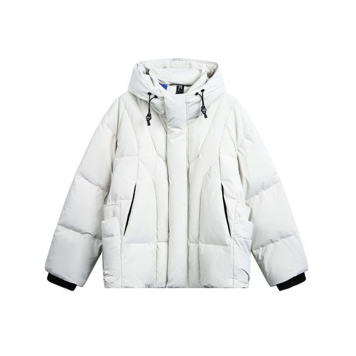 Damen weit geschnittener Steppparka mit hohem Kragen, Kapuze und Cargo-Taschen Drune