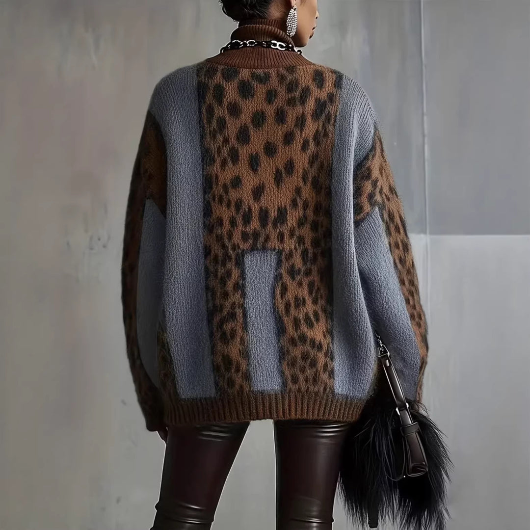 Damen nan kuscheliger Oversize-Pullover mit Rollkragen und Fellstruktur-Optik Drune