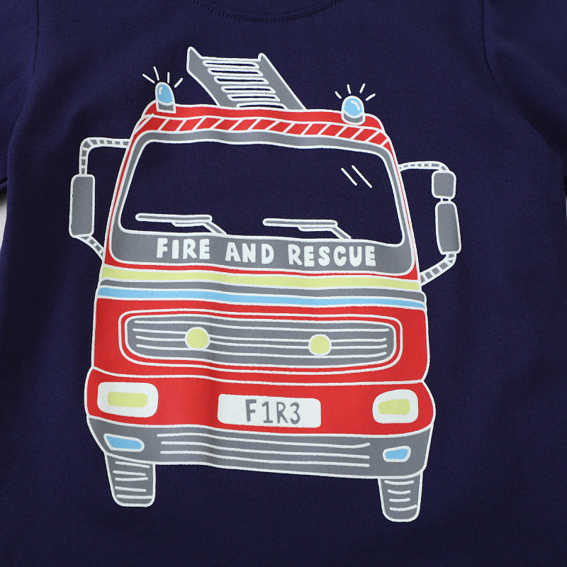 Jungen Langarmshirt mit leuchtendem Feuerwehr-Motiv Drune