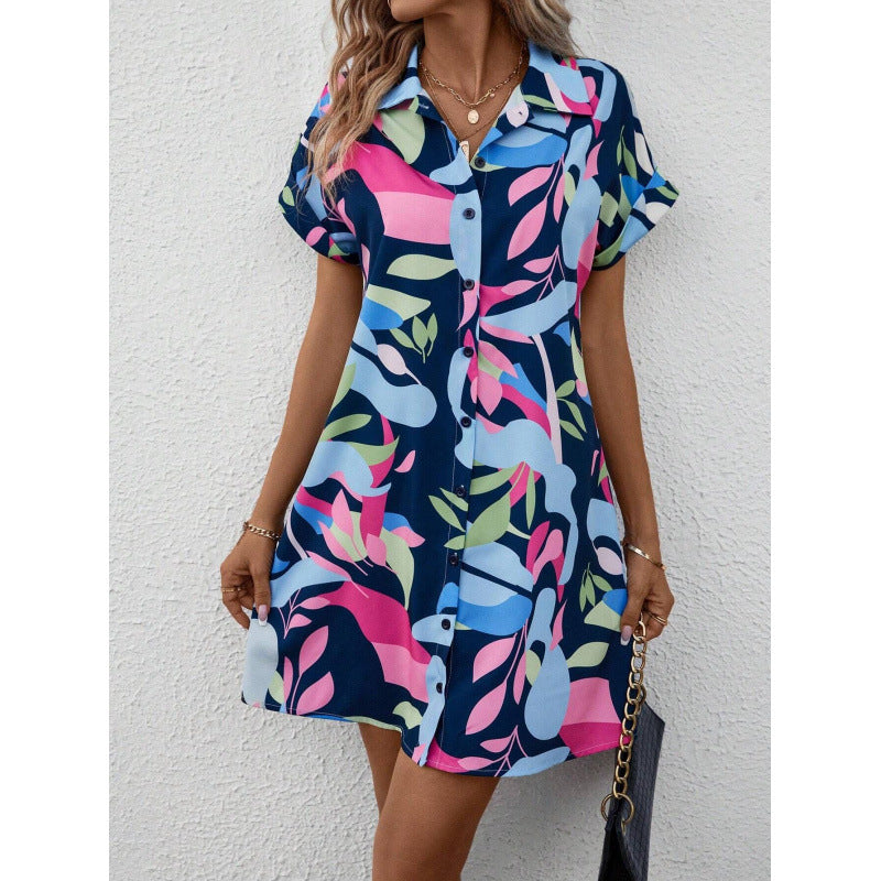 Damen Hemdblusenkleid mit floralem Muster und großzügigem Schnitt Drune