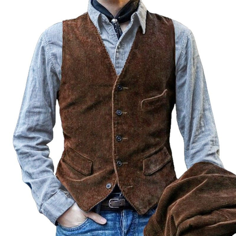 Herren Kordweste im Vintage-Look mit Pattentaschen und taillierter Silhouette Drune