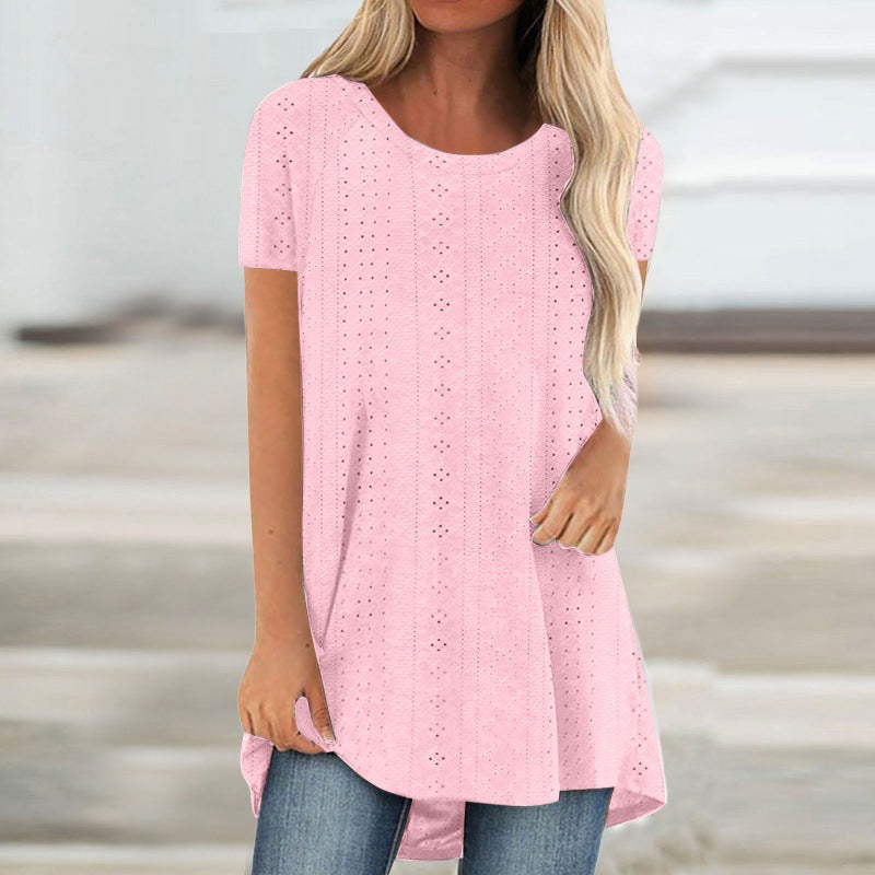 Stylische Damen Kurzarm-Tunika T-Shirt Drune