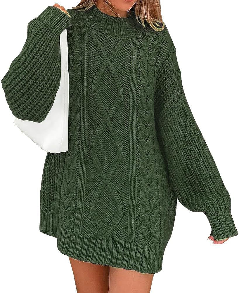 Damen Oversize Strickkleid mit Zopf- und Rippstruktur Drune