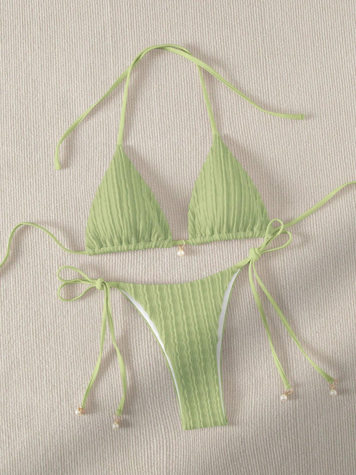Damen Triangle-Bikini mit strukturiertem Design und verstellbaren Trägern Drune