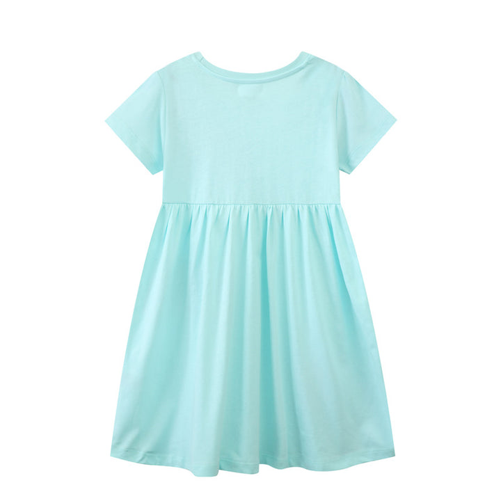 Mädchen Kurzarm-T-Shirt Kleid mit buntem Glitzer-Regenbogen Design Drune