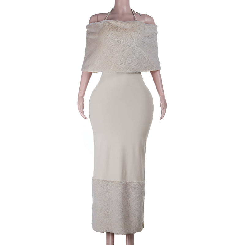 Damen elegantes Maxikleid mit trägerlosem Design und fließendem Stoff Drune