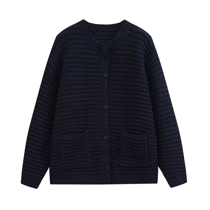 Damen Grobgestrickte Oversize-Cardigan mit Knopfleiste und aufgesetzten Taschen Drune