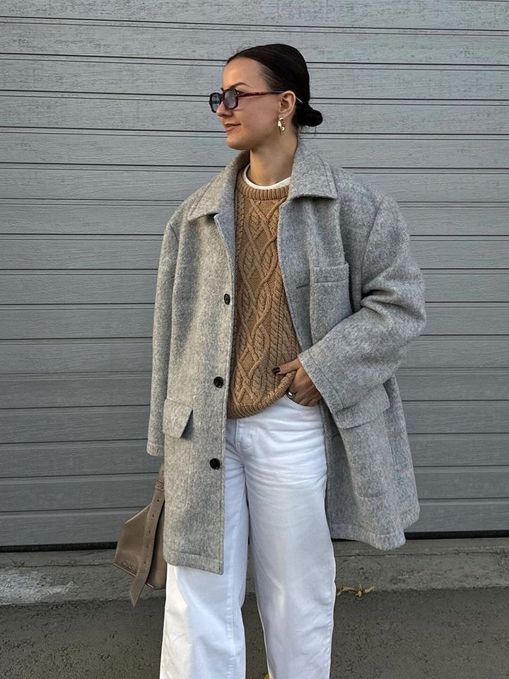 Damen Wollmantel mit klassischem Schnitt und praktischen Taschen Drune