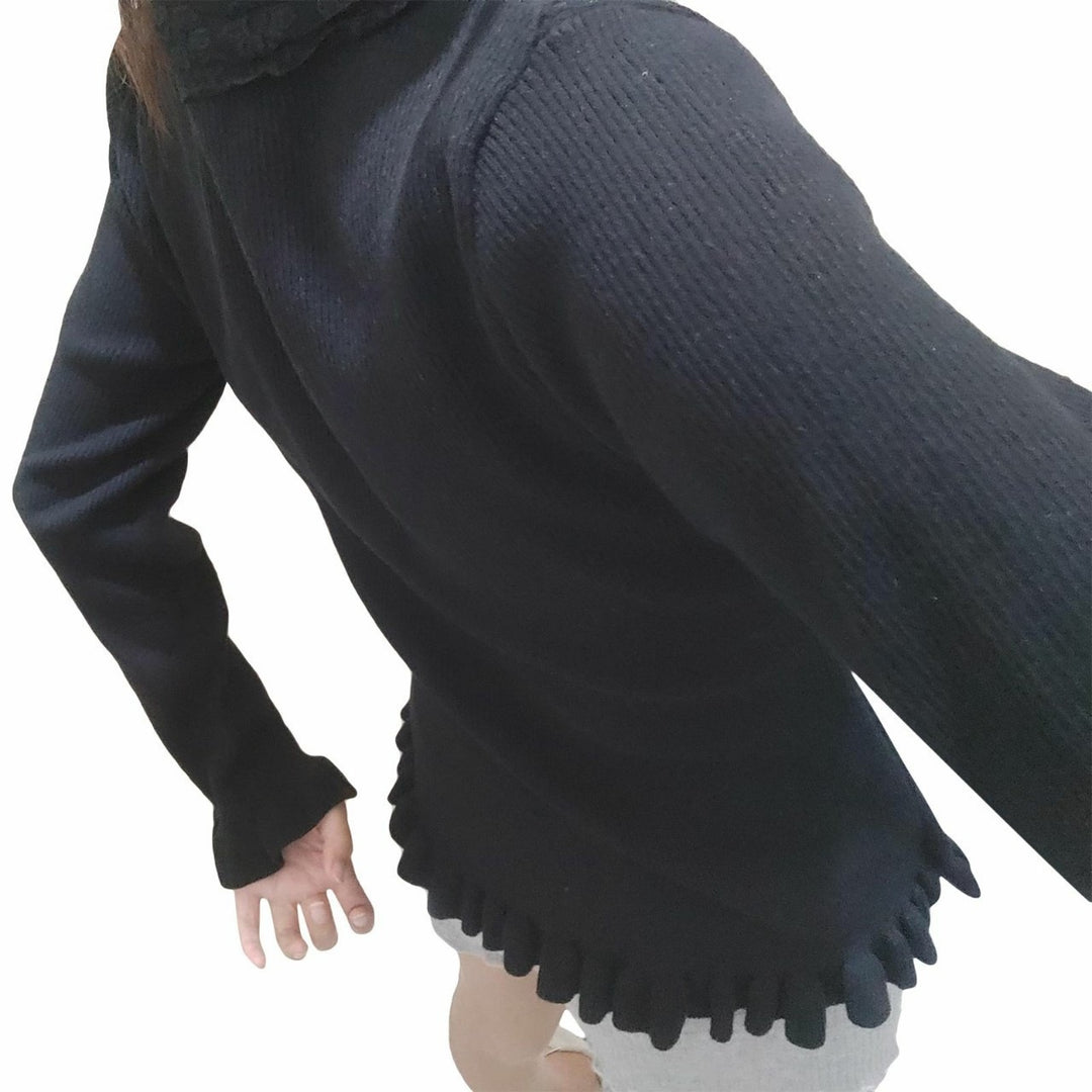 Damen Strickoberteil mit romantischem Spitzenbesatz und Rüschendetails Drune