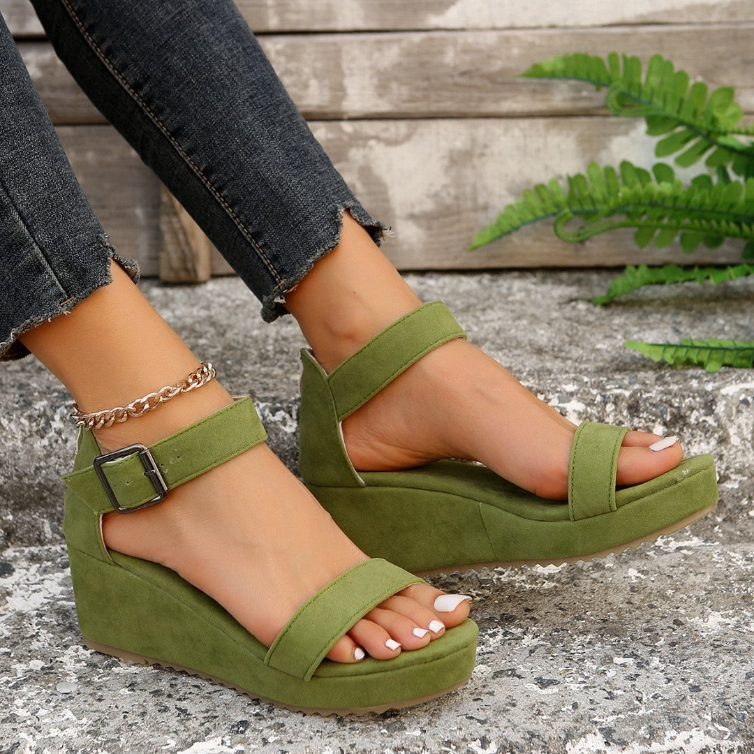 Damen Keil-Sandalen mit verstellbarem Riemen und rutschfester Sohle Drune