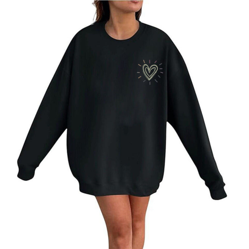 Damen Bequemer Sweatshirt mit Herzmotiv Drune
