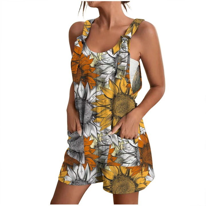 Damen luftiger Overall mit floralen Mustern und praktischen Taschen Drune