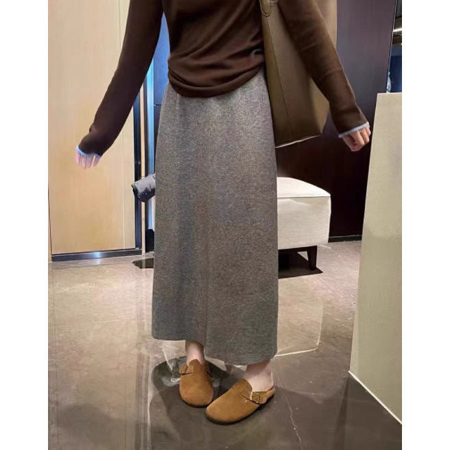 Damen Eleganter Maxi-Rock aus hochwertigem Strickstoff Drune