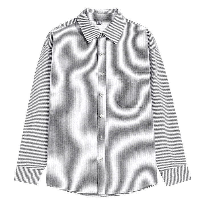 Herren Gestreiftes Oversize-Freizeithemd aus Baumwollmischung mit Brusttasche Drune