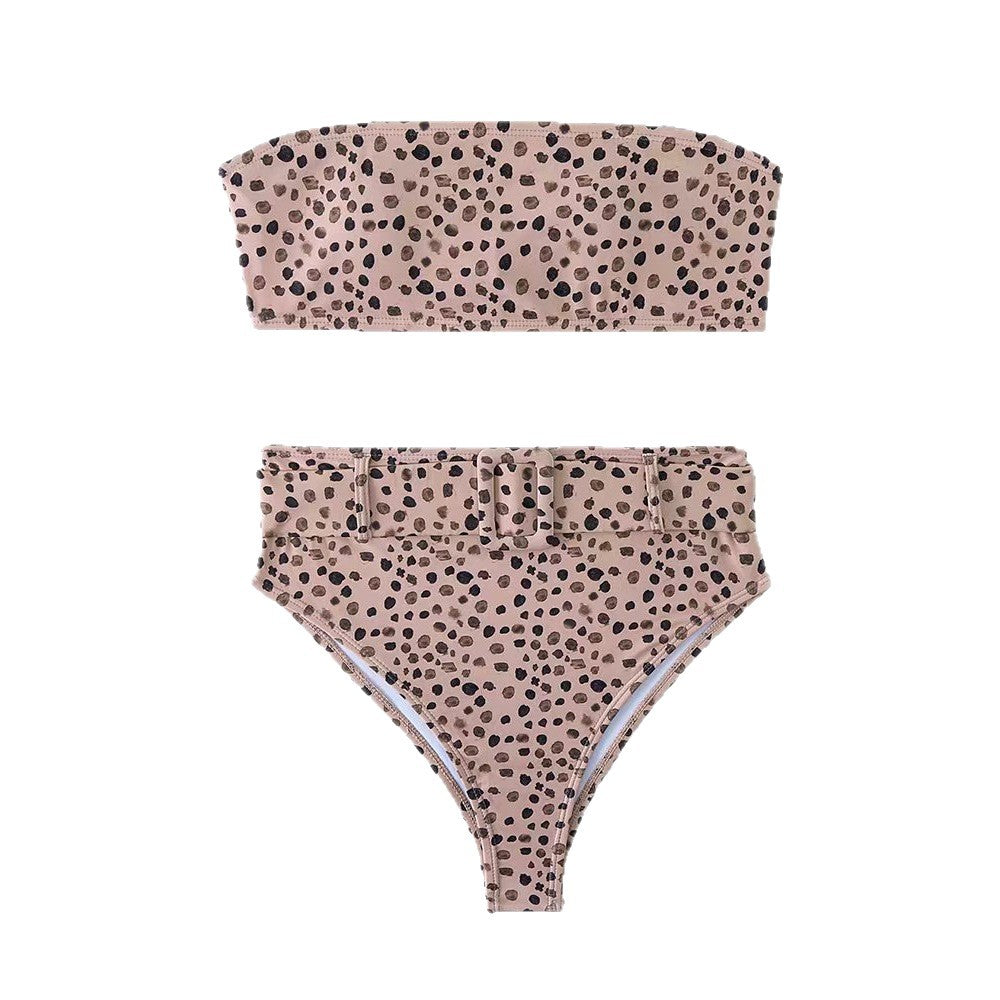 Damen Hochgeschlossen Bikini-Set mit Riemen Drune