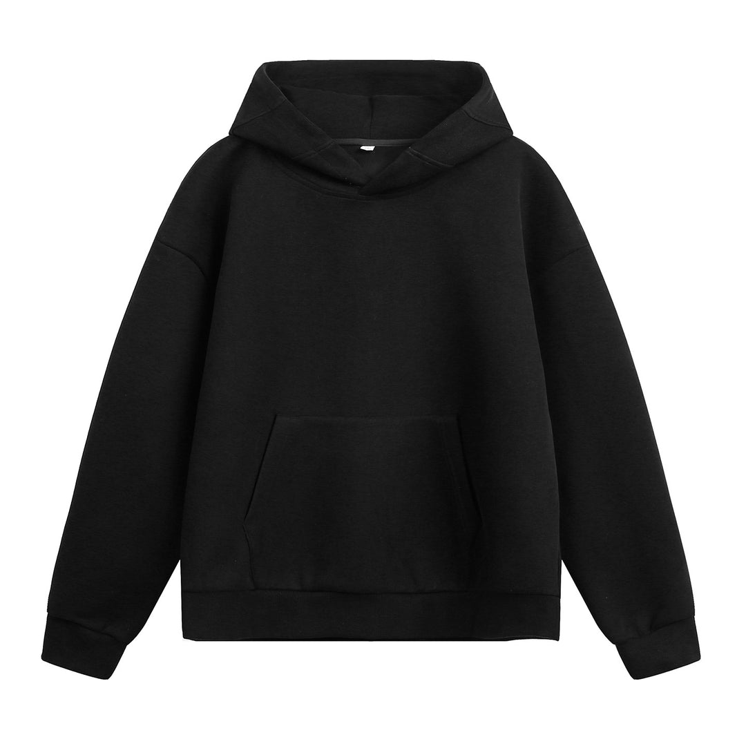 Unisex Oversize-Kapuzenpullover ohne Kordel mit Kängurutasche und Raglanärmeln Drune