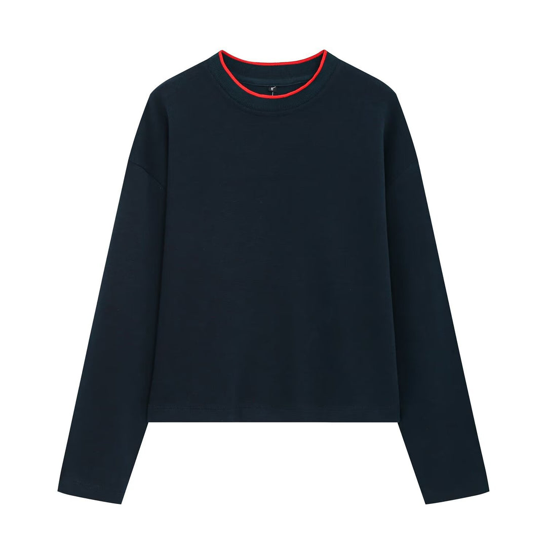 Damen Boxy-Rippstrick-Pullover mit Rundhalsausschnitt Drune